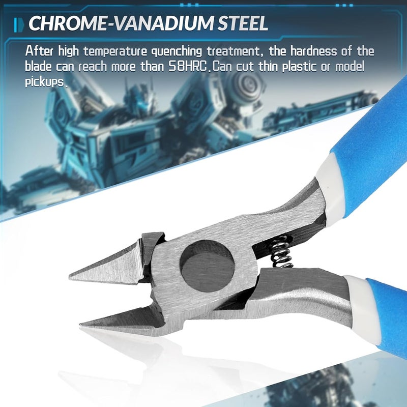 mshandto Model Nippers, 4.4" Thin Single Blade Sprue Cutter Hobby Nippers, Gundam Model Tools for Cutting Thin Plastic, Beginner Trimming, Picking Up Pieces, with Protective Cover & Replacement Spring - Image 3